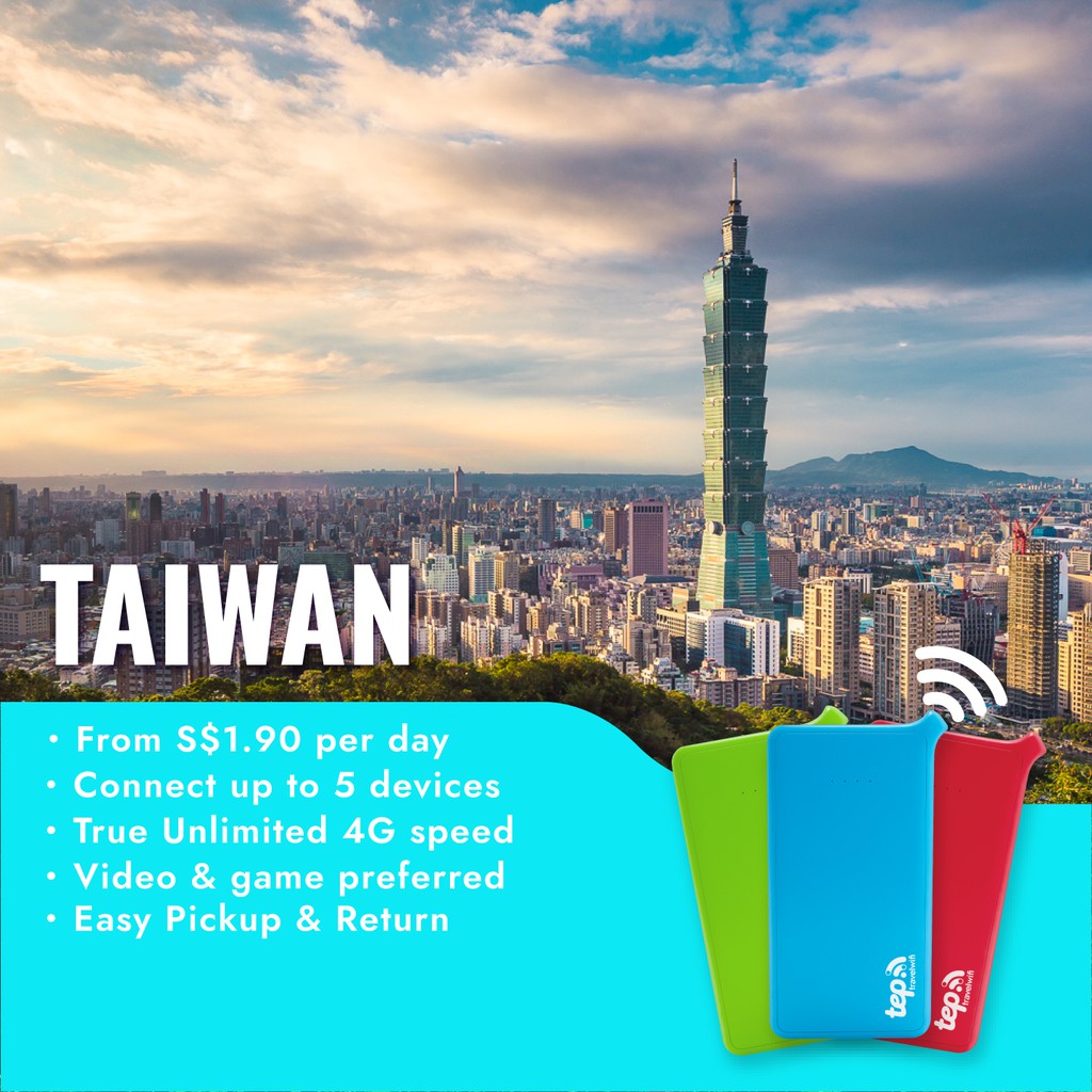 Taiwan Pocket Wifi Service 1 30 Days Unlimited Data 4g Shares Up To 5 Devices Shopee Singapore