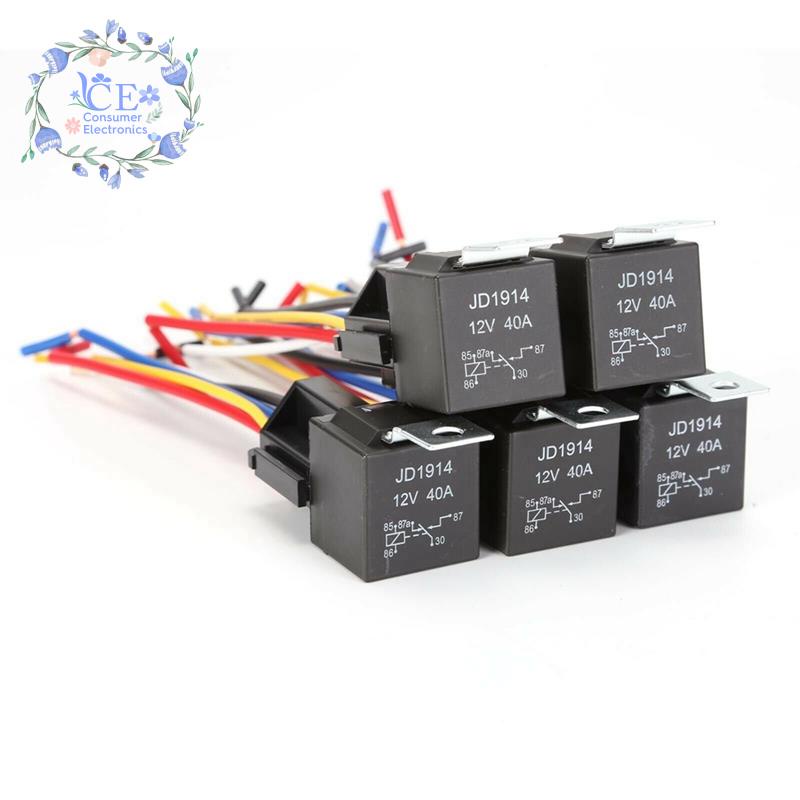 JD1914 Automotive Relay Harness Set 5Pin 40A 12V SPDT with