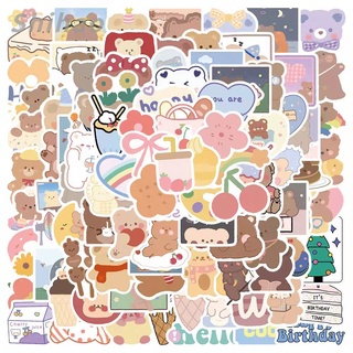 【102 Pcs/pack】 Cute cartoon bear stickers laptop decoration stickers stationery DIY