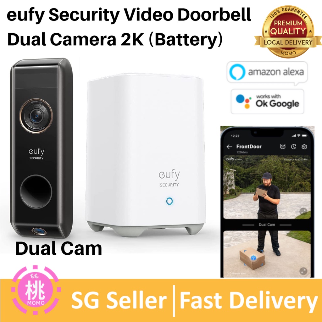 eufy Security Video Doorbell Dual Camera (BatteryPowered) with HomeBase, Dual Motion and