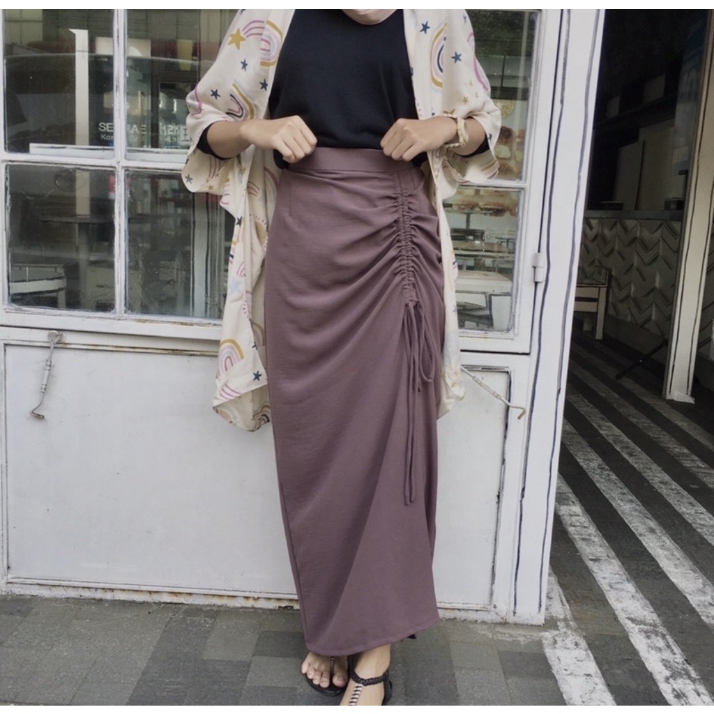 Image of Korean Look Casual Drawstring Skirt/Crinkle Drawstring Skirt/Latest Korean Women's Skirt #5