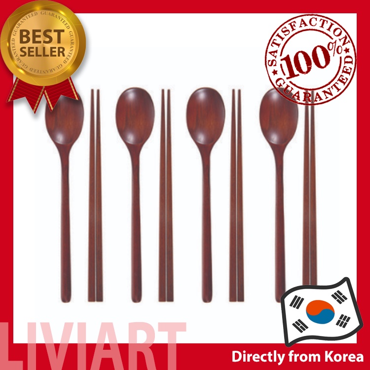 Korean Spoon & Chopsticks Lacquer Wooden Cutlery Cookware 4