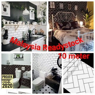 Free Pos 10m 3d Pvc Herringbone High Quality Wallpaper Pvc Kalis Air Waterproof Sticker Kayu Batu Brick Subway Lattice Shopee Singapore