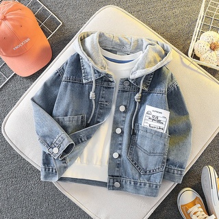 ✽✉Boys Denim Jacket 2022 New Style Spring Autumn Medium Big Kids Western Children's Clothes Fleece-Plus Fleece T