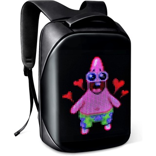 Greenfriend Laptop Backpack with LED Display, DIY Fashion Backpack, Waterproof Shoulder Travel Backpack, Gift for Men Women Fits 15.6 Inch Laptop (Black)