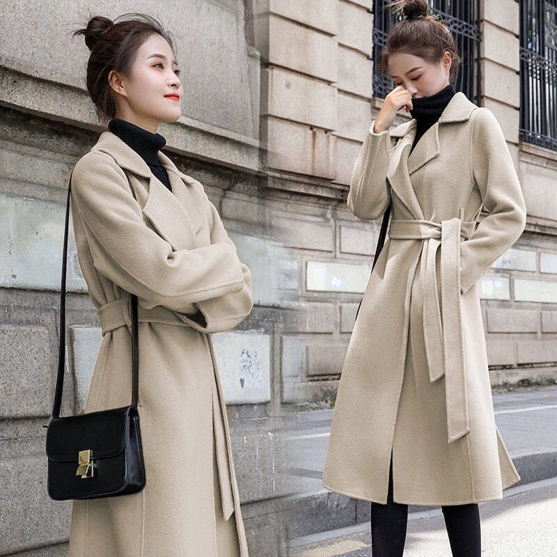 Image of Autumn and Winter New Fashion Women's Mid-length Trench Coat Thickened Woolen Coat #2