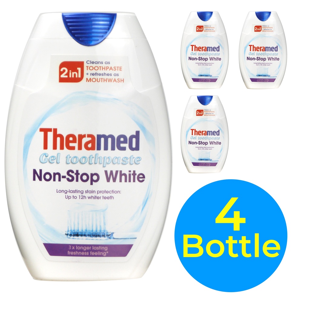 Theramed 2in1 Gel Toothpaste + Mouthwash 75ml NonStop White (4 Bottles) Shopee Singapore