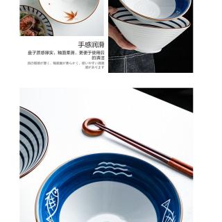 4.5/8 inch Japanese style hand-painted ceramic rice bowl salad bowl with underglaze glaze ceramic tableware 8-inch trumpet bowl ramen bowl soup bowl anti scalding creative restaura #6
