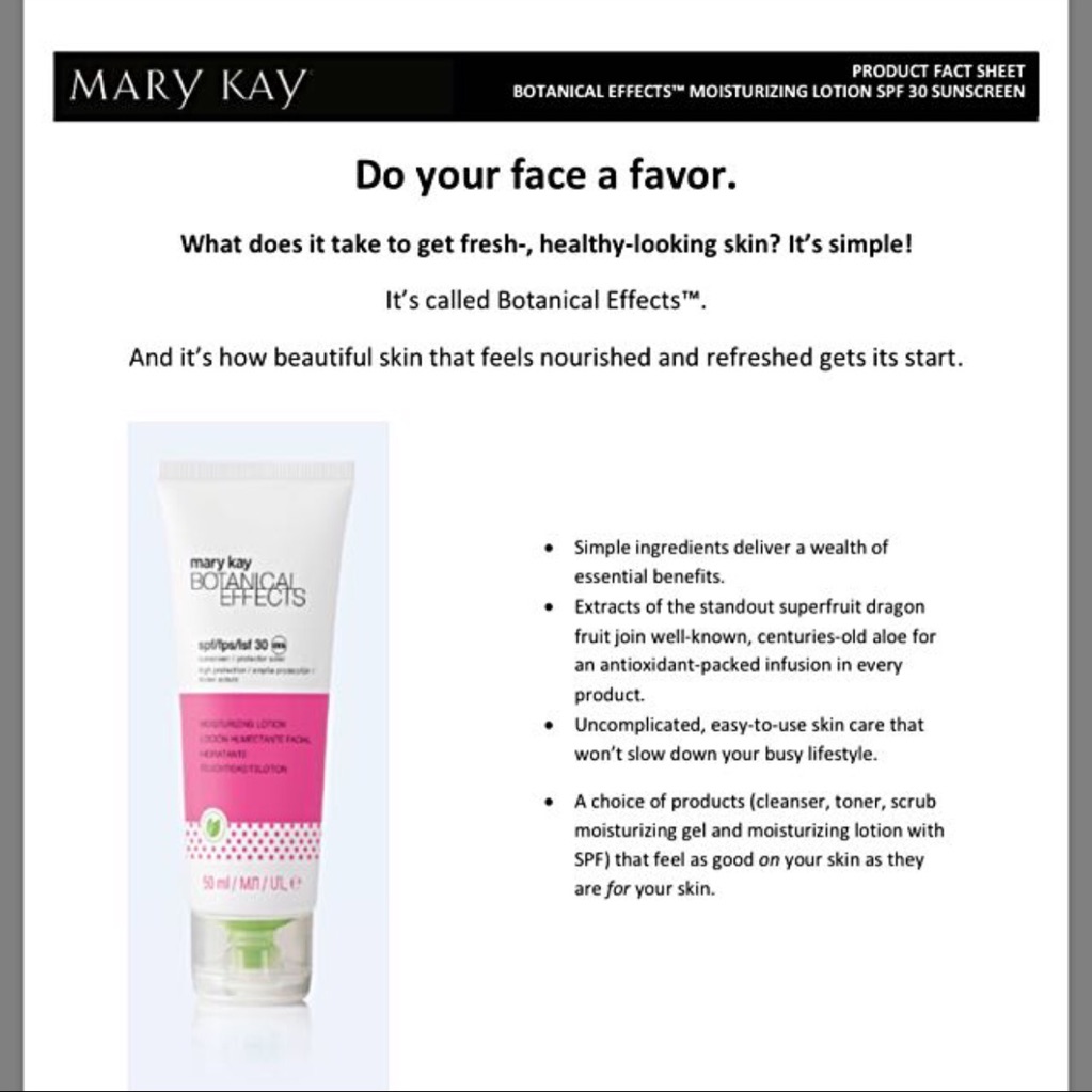 mary kay botanical effects spf 30