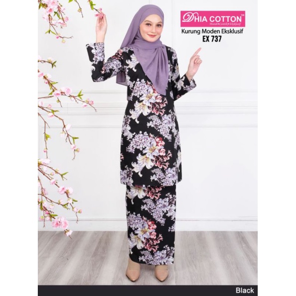 Raya Shirt Sedondon Family Mother And Children Black Color Set 764 Dhia Cotton Shopee Singapore