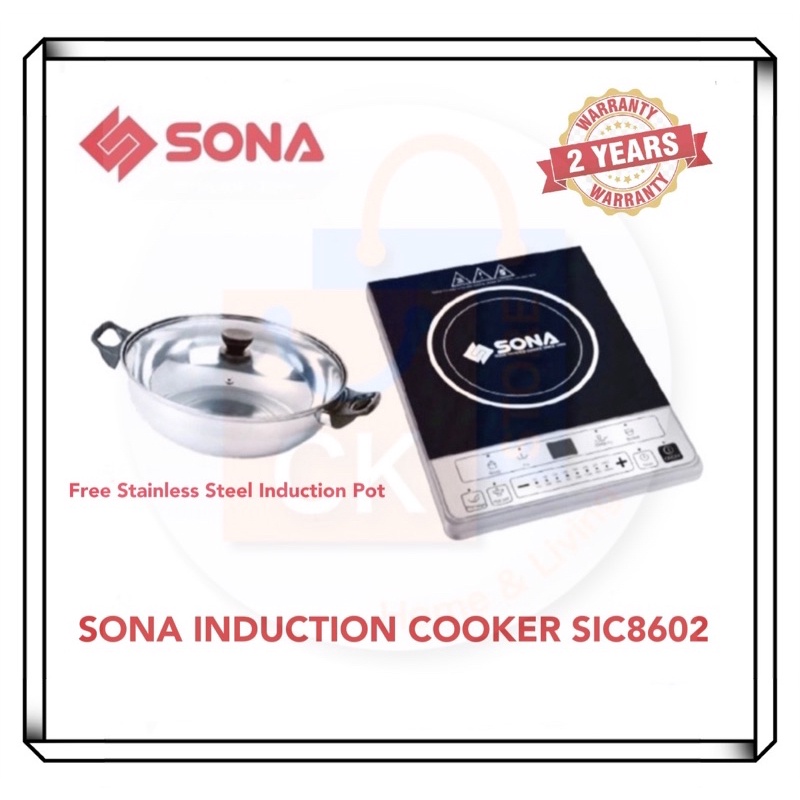 SONA SIC 8602 | SIC8602 Induction Cooker with Free Stainlesss Pot (2 ...