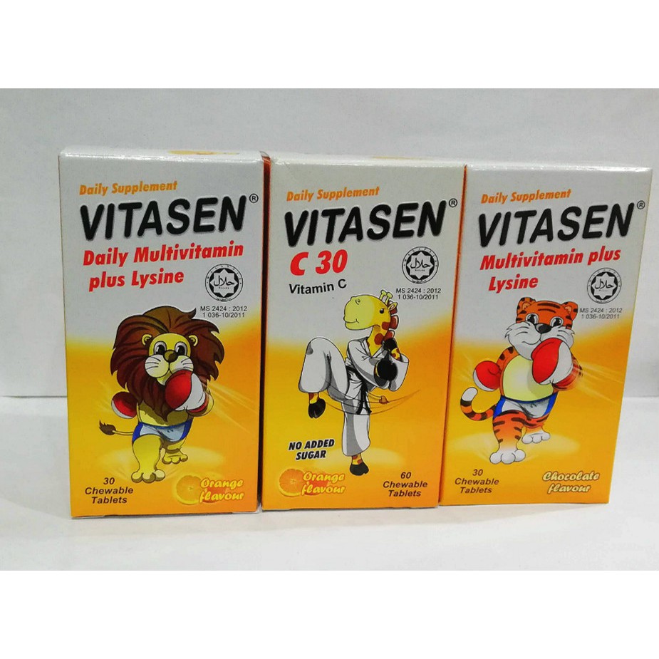 Vitasen Kids Multivitamin Lysine Chewable Tab 30 S Orange Chocolate Vitamin C 60 S Orange Exp 2022 2023 2024 Shopee Singapore