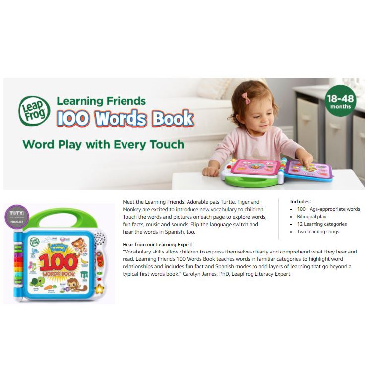 Bnib Leapfrog Learning Friends 100 Words Book Green Pink Animals About Places I Go Shopee Singapore