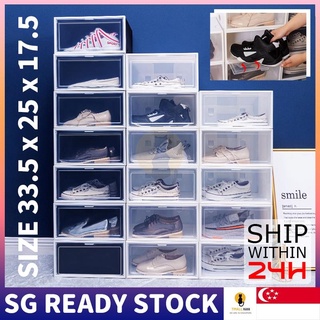 [✅Sg Ready Stock] Colorful Stackable Plastic Extra Large Stackable Shoes Box Rack Shoe Storage Cabinet Shelf