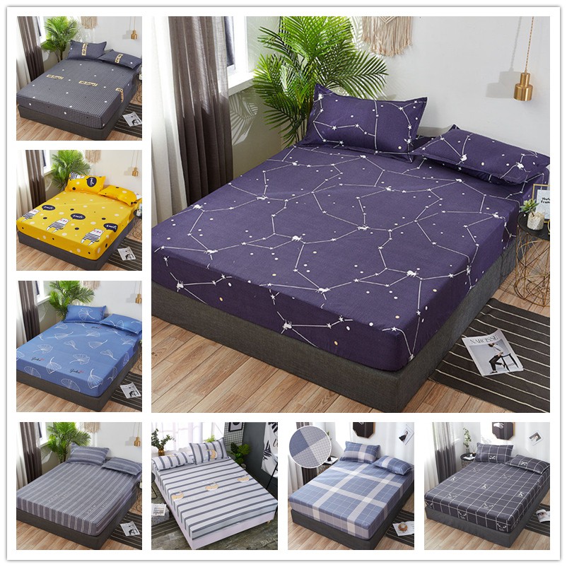 3 In 1 Fitted Bedsheet 2 Pillowcases Single Queen King Size Cadar Tilam Shopee Singapore