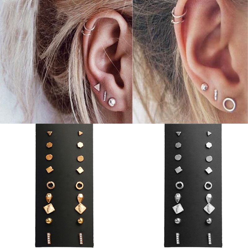 Minimalist Mixed Small Earrings Set Simple Geometric Stud Earrings for  Women Girls Tiny Ear Studs | Shopee Singapore