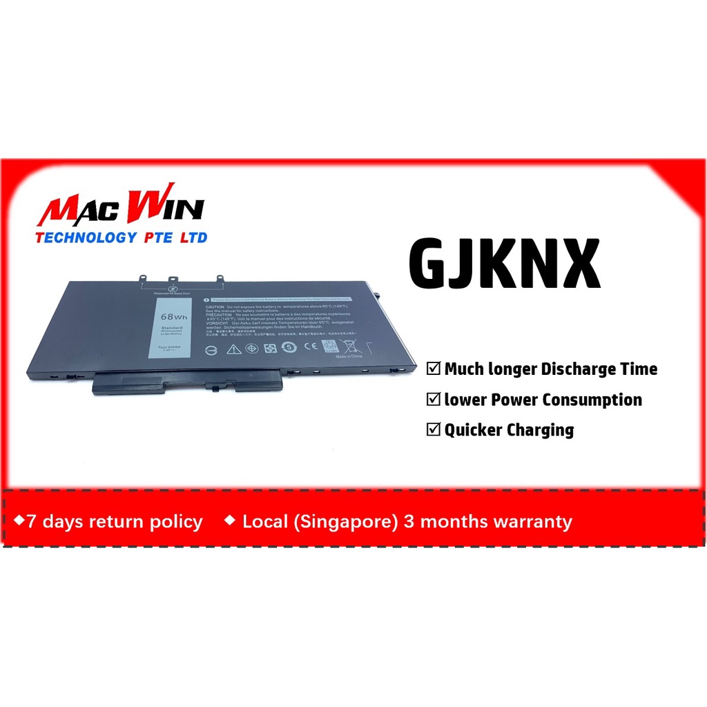 GJKNX Battery fit for Dell Latitude 5480 5580 5280 5288 5488 5590 5591 5490  5491 5495 E5480 E5580 E5490 E5590 Precision | Shopee Singapore