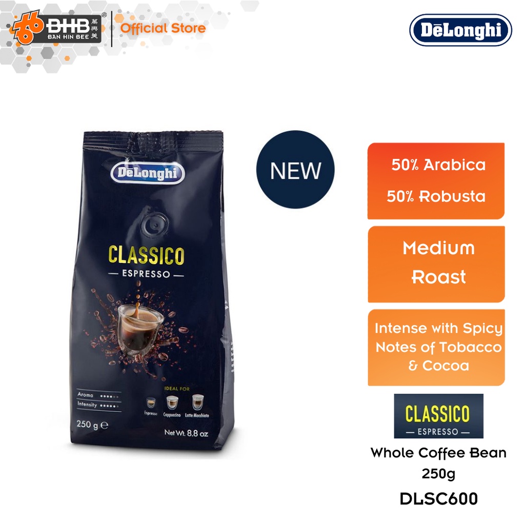 Delonghi DLSC600 Classico Whole Coffee Beans 250g 50 Arabica, 50