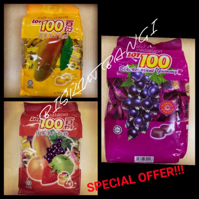 Shop Malaysia Lot 100 Cocoaland Lot 100 Gummy 1kg Assorted Gummy Blackcurrant Gummy Mango Gummy Special Offer Price Shopee Singapore