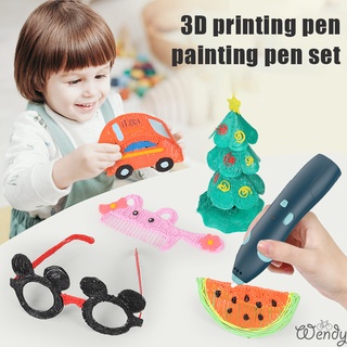 3D Pen for Kids USB Rechargeable 3D Printer Set with 10 x Drawing Molds Low Temperature Easy to Use