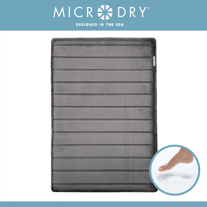 MICRODRY ExtraThick SoftLux Charcoal Infused Memory Foam Bath Mat with