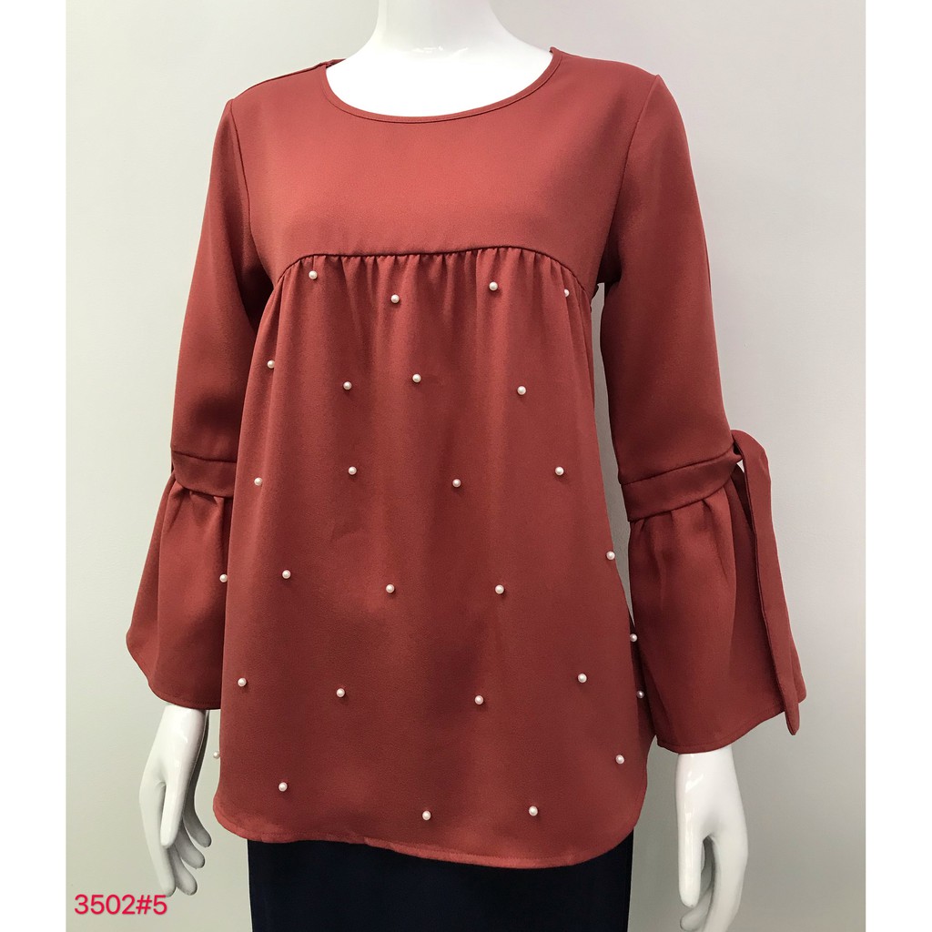 Nayla Z Baju Blouse Korea Design Long Sleeve Lengan Panjang Material Como Crepe 3502 Free Size Shopee Singapore