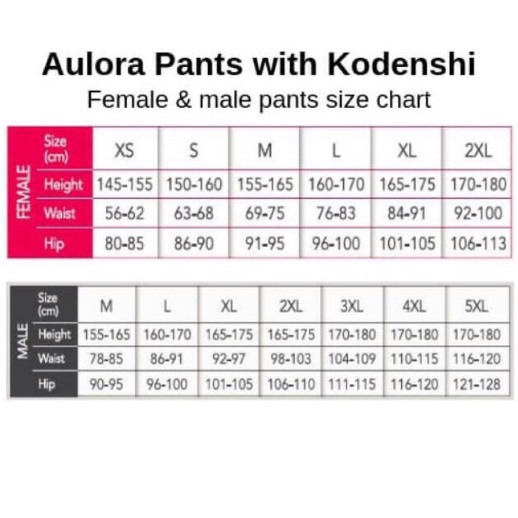 female to male pant size