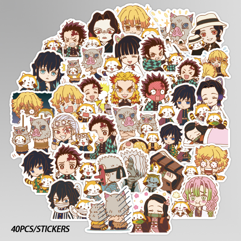 40 anime demon slayer cartoon stickers for waterproof cup computer notepad shopee singapore