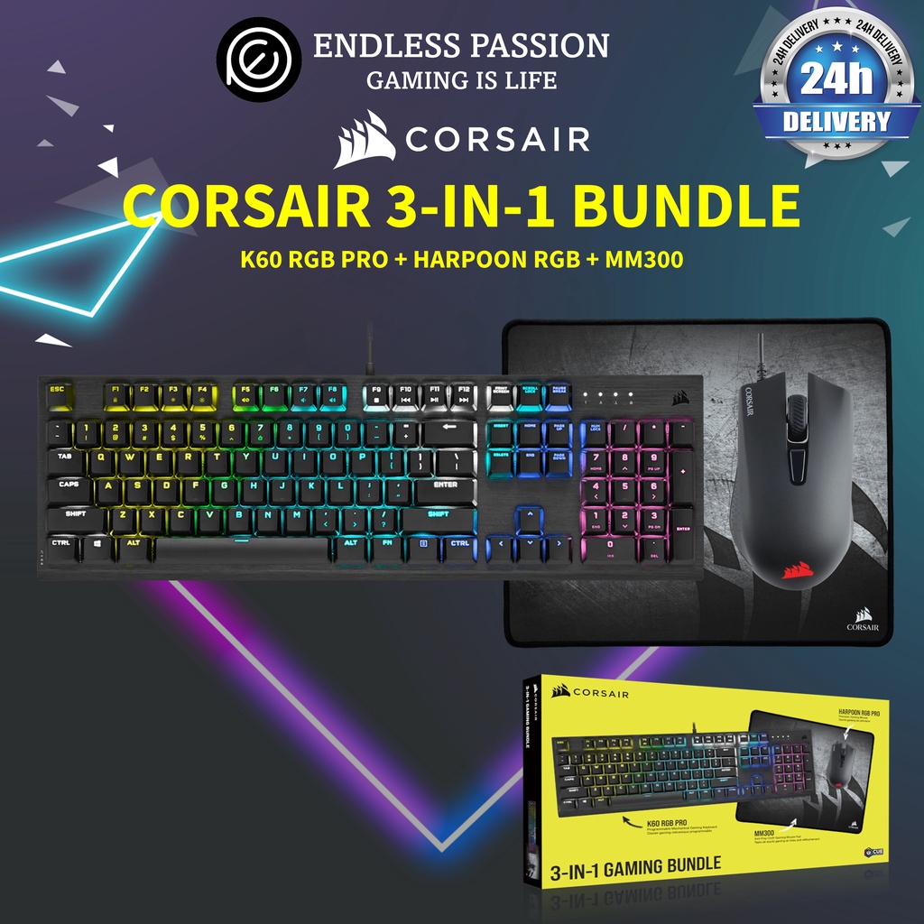 Corsair 3in1 Gaming Bundle 2021 Edition (K60 RGB PRO Keyboard