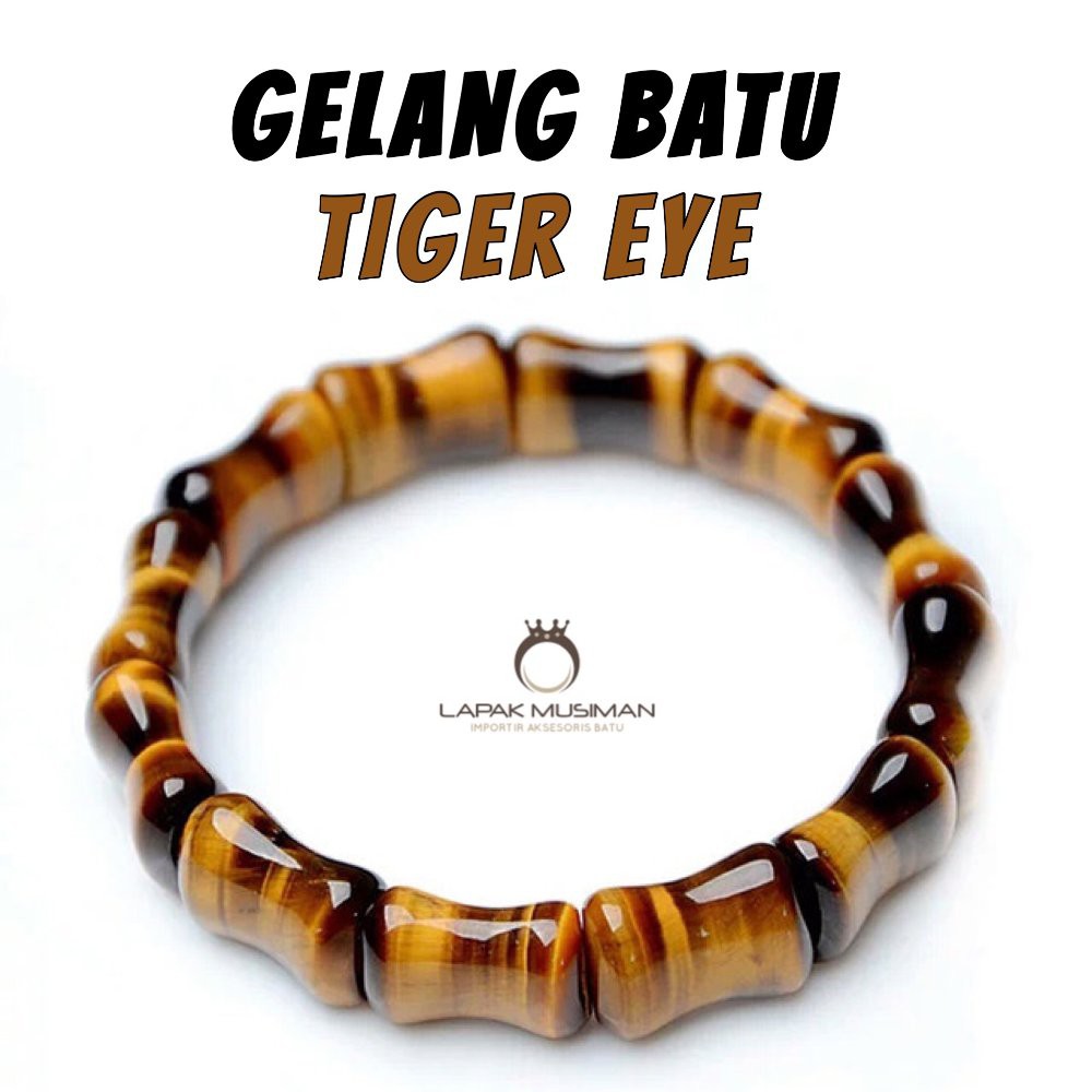 Natural Tiger Eye Stone Bamboo Charm Beaded Bamboo Bracelet