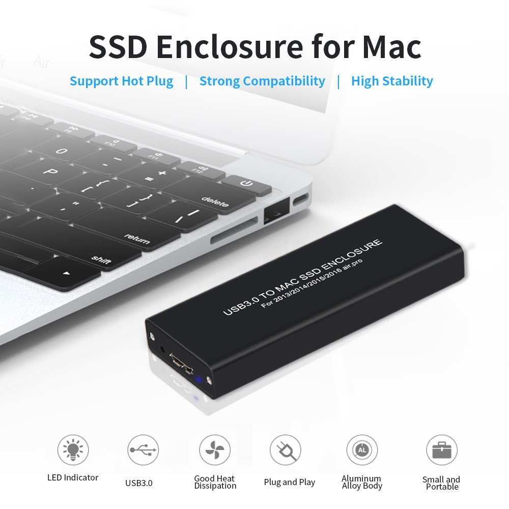 Usb3 0 To Mac Ssd Enclosure Usb3 0 Aluminum Alloy Ssd Enclosure For 13 14 15 Macbook Air Pro Retina Shopee Singapore
