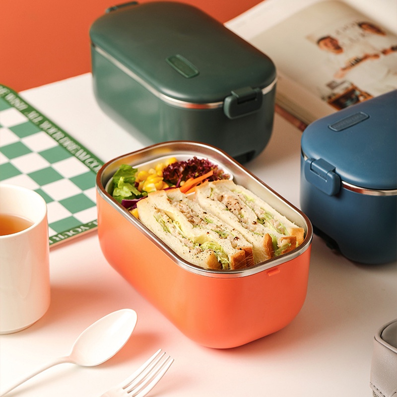 Electric Heating Lunch Box Stainless Steel No Water Injection Heated