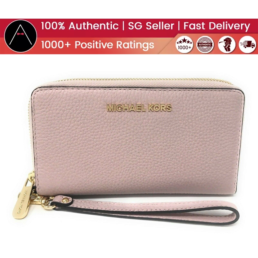 Authentic Michael Kors Jet Set Travel Medium Flat Zip Around Phone Case Wristlet Wallet with Gift Receipt | Shopee Singapore