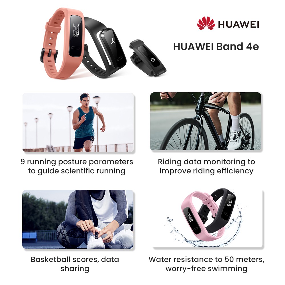 Huawei Band 4e Vitality Akamine Red 9 running posture guidance Cycling data monitoring Basketball sports score