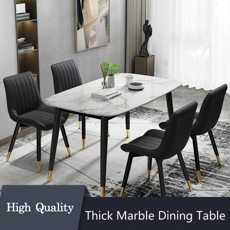 Marble Dining Table Home Luxury Nordic Dining Table And Chair Combination Modern Iron Rectangular Dining Table Shopee Singapore