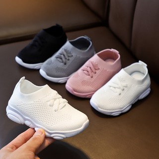 1-6T Kids White Shoes Boy Knitted Sports Sneaker Shoes Girls Mesh Breathable Bear Running Shoe Black