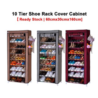 Xg 10 10 Tier Shoe Rack Dust Cover Cabinet Shopee Singapore