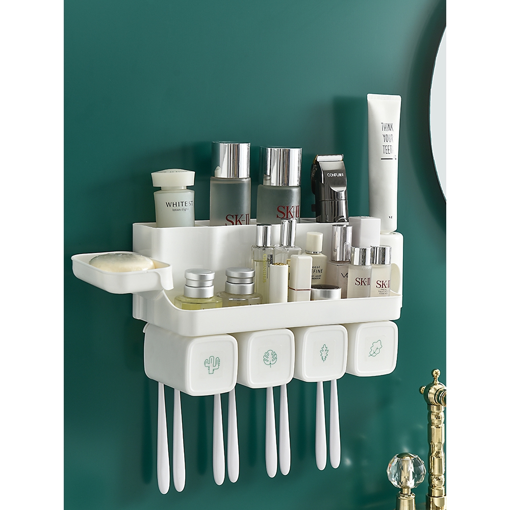 Nordic Toothbrush Holder with CUPS!!! HoleFree toothbrush Cup Rack, Suction Wall Set Wall