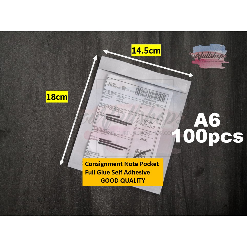 Shop Malaysia 100pcs A6 A5 Consignment Note Pocket Awb Pouch For Postage Flyer And Parcel Full Glue Self Adhesive Shopee Singapore
