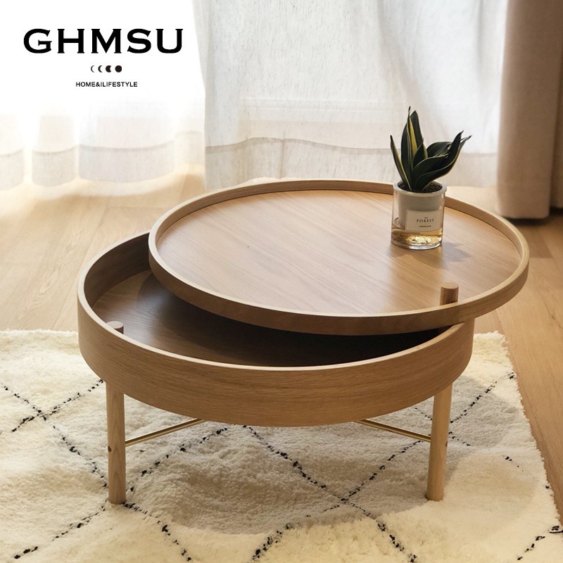 Round Coffee Table Nordic Light Luxury Simple Creative Folding Rotating Multifunctional Coffee Table Solid Wood Storage Round Small Apartment Living Room Table Shopee Singapore