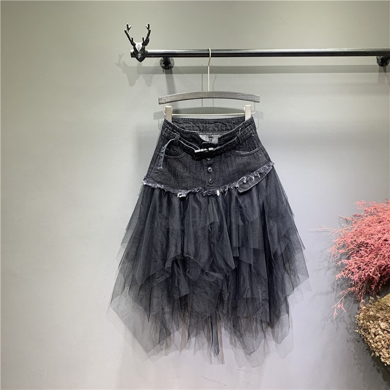 denim skirt with tutu