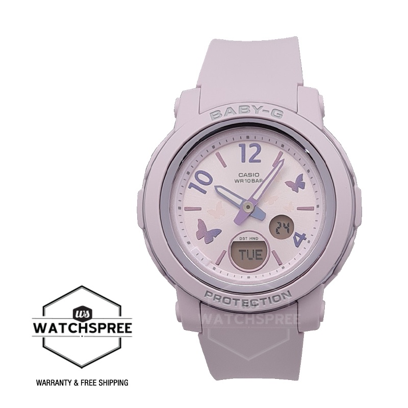 Casio BabyG Standard AnalogDigital with Butterflies Accents Lavender