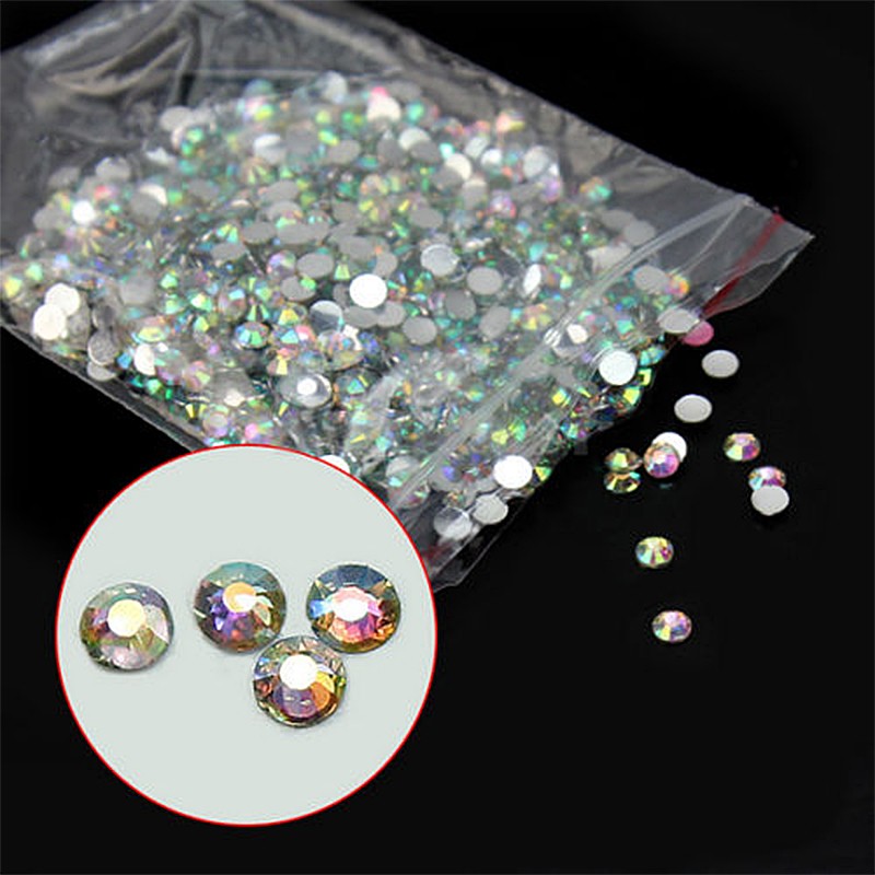 1000Pcs/Set 2 3 4mm Flatback Crystal AB 14 Facets Resin Round Rhinestone Beads