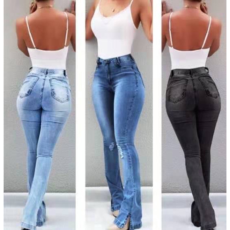 split colour jeans