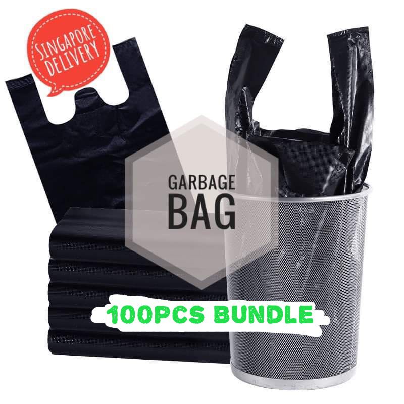 【Local Ready Stock】 100psc Handle Garbage Bag Disposable Trash Bags