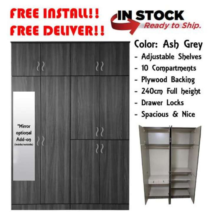 [Furniture Amart] Ash Grey 10 Door Wardrobe Organiser Full