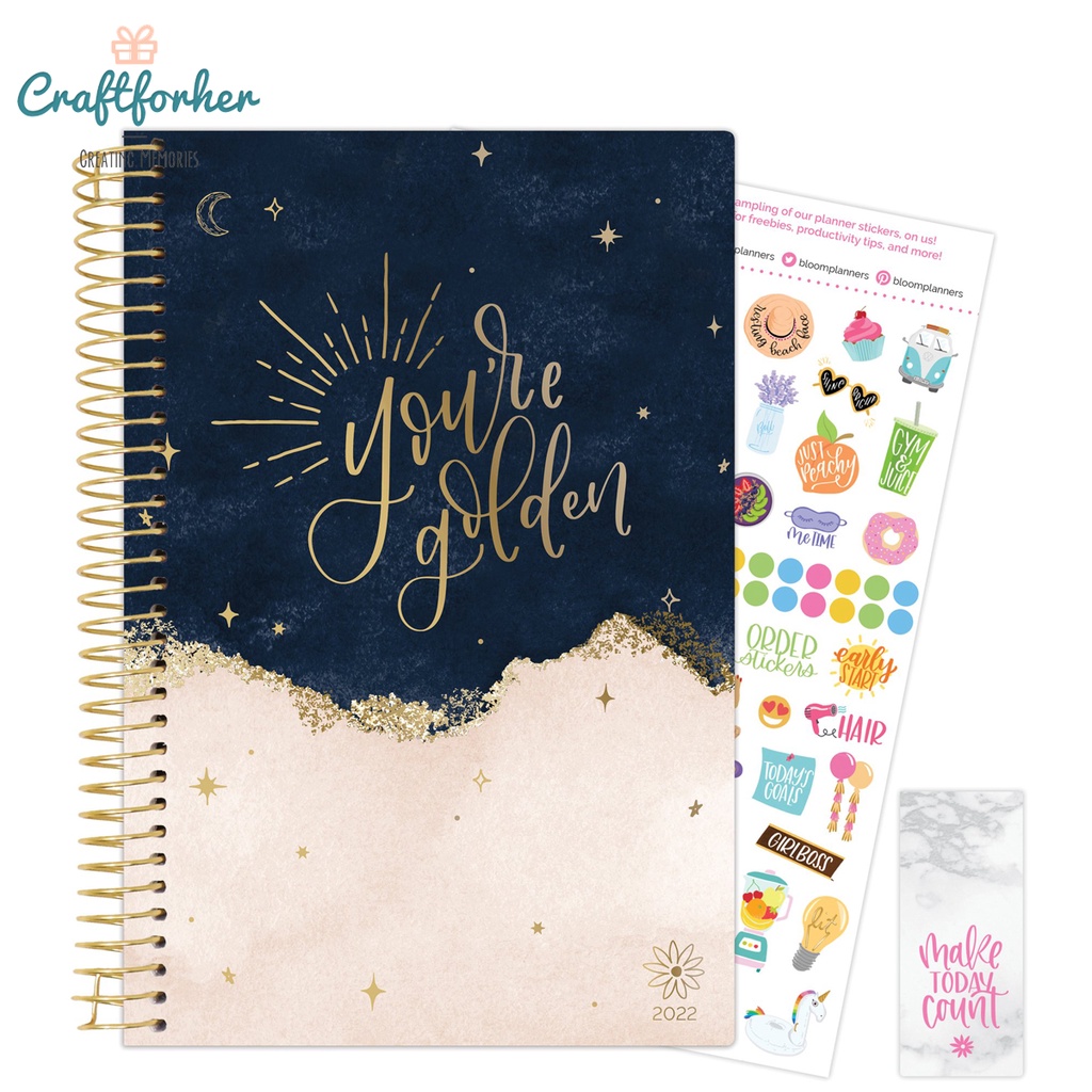 Weekly Planner Blue Productivity Planner Notebook Undated Goal Planner Yearly 12 Months A5 Journal 2022 with Planner Charms