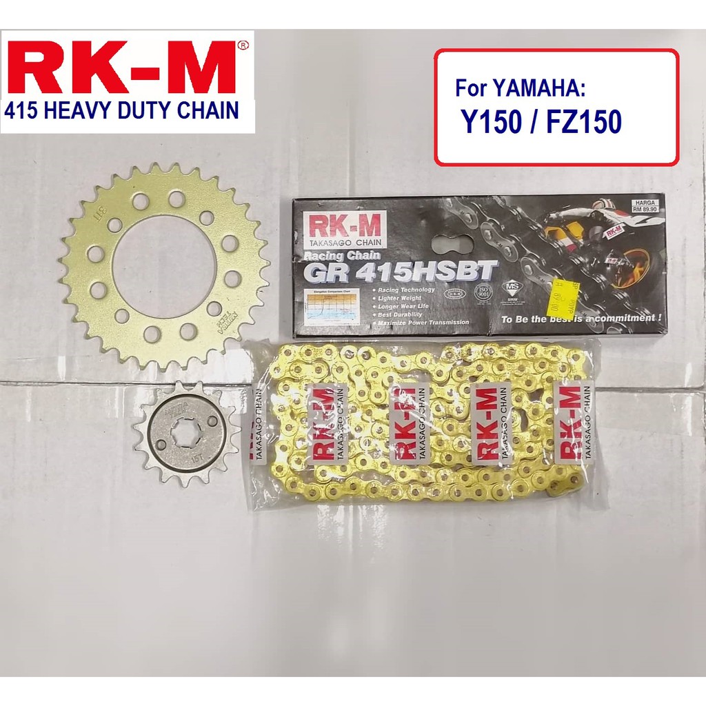 Y15 RKM CHAIN 415 (122 Long) SPROCKET MCS TWS SET FOR Y150 FZ150 FZ
