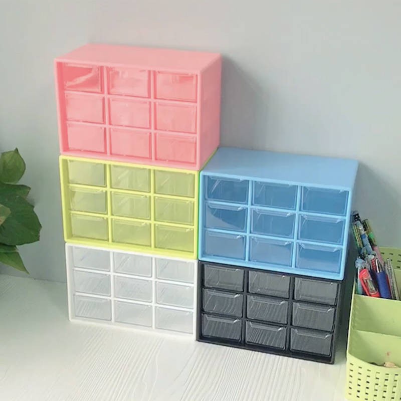 9 Grid Mini Desktop Drawer Storage Box Small Storage Transparent
