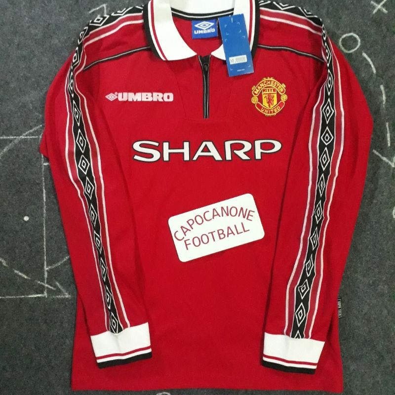 1998-99  Manchester United Home Long sleeve Retro soccer jersey 